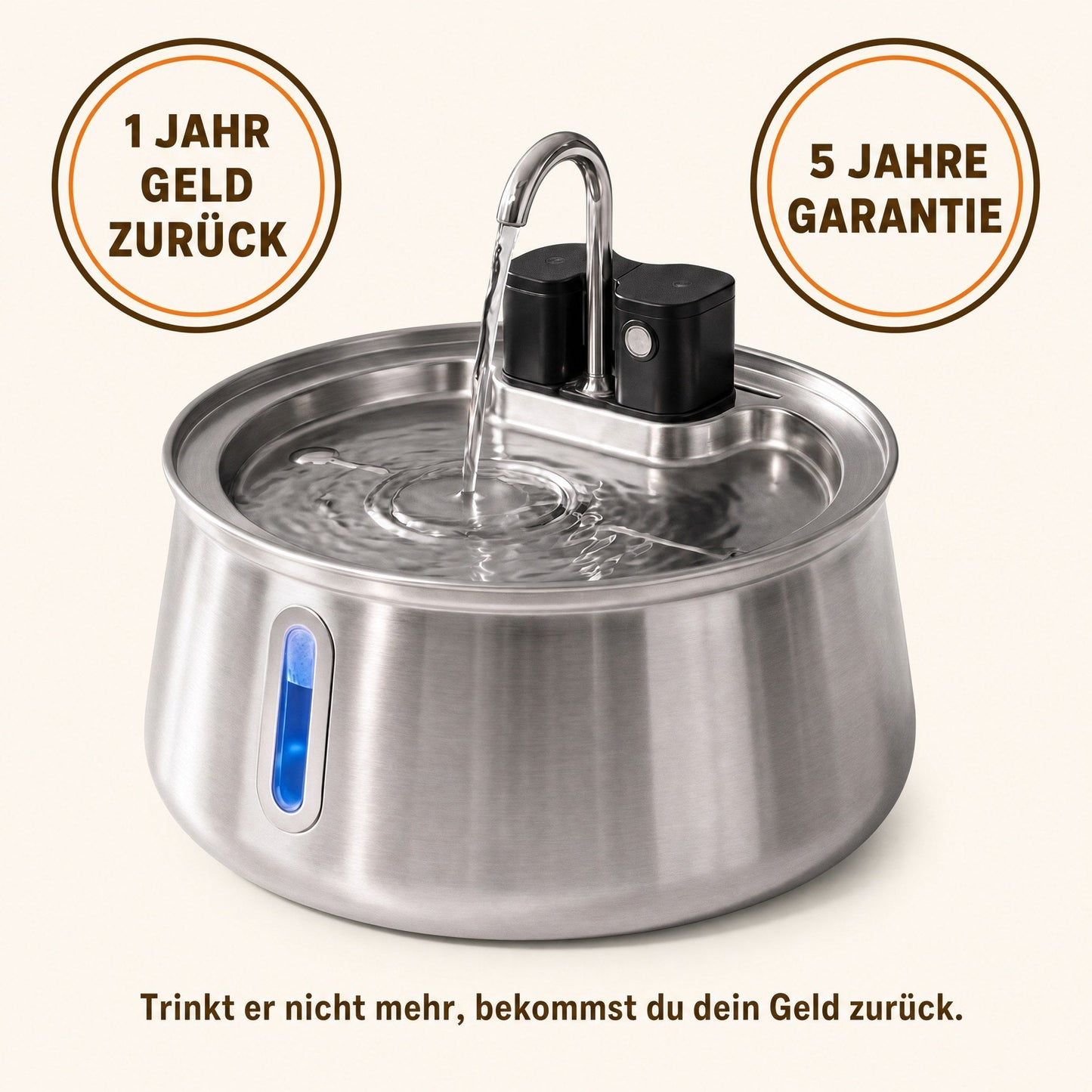 Ein Jahr Geld-zurück-Garantie und fünf Jahre Garantie