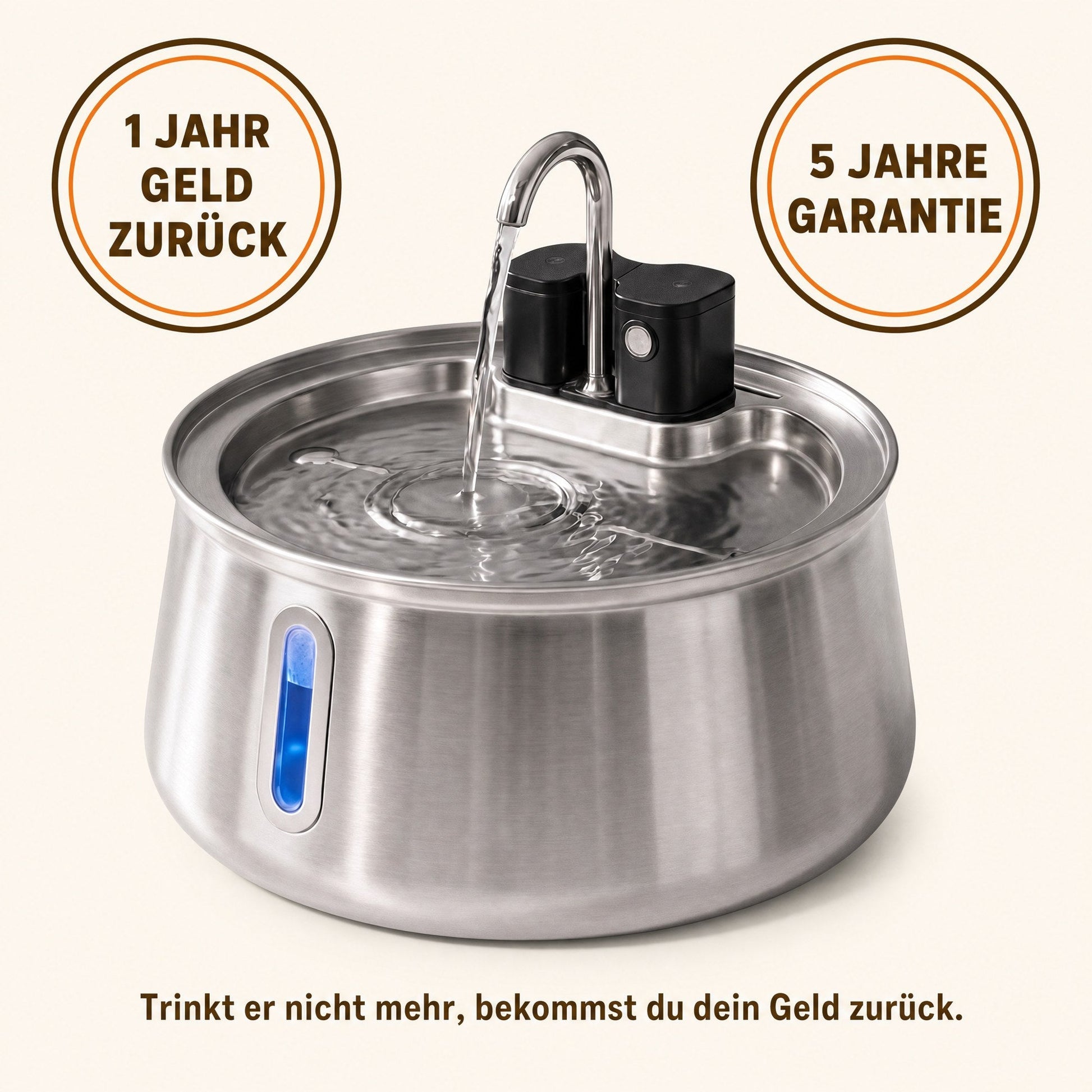 Ein Jahr Geld-zurück-Garantie und fünf Jahre Garantie